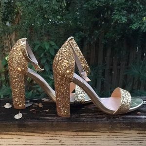 Gold Sparkle Glitter Chunky Heels (brand new!)